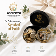 DealNest Christian commemorative medallion displayed with its protective case
