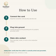 Three step guide for connecting and using the DealNest grounding mat